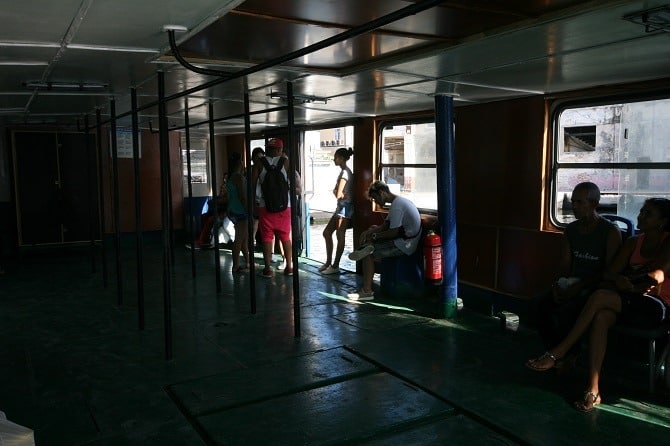 The interior of a Havana ferry