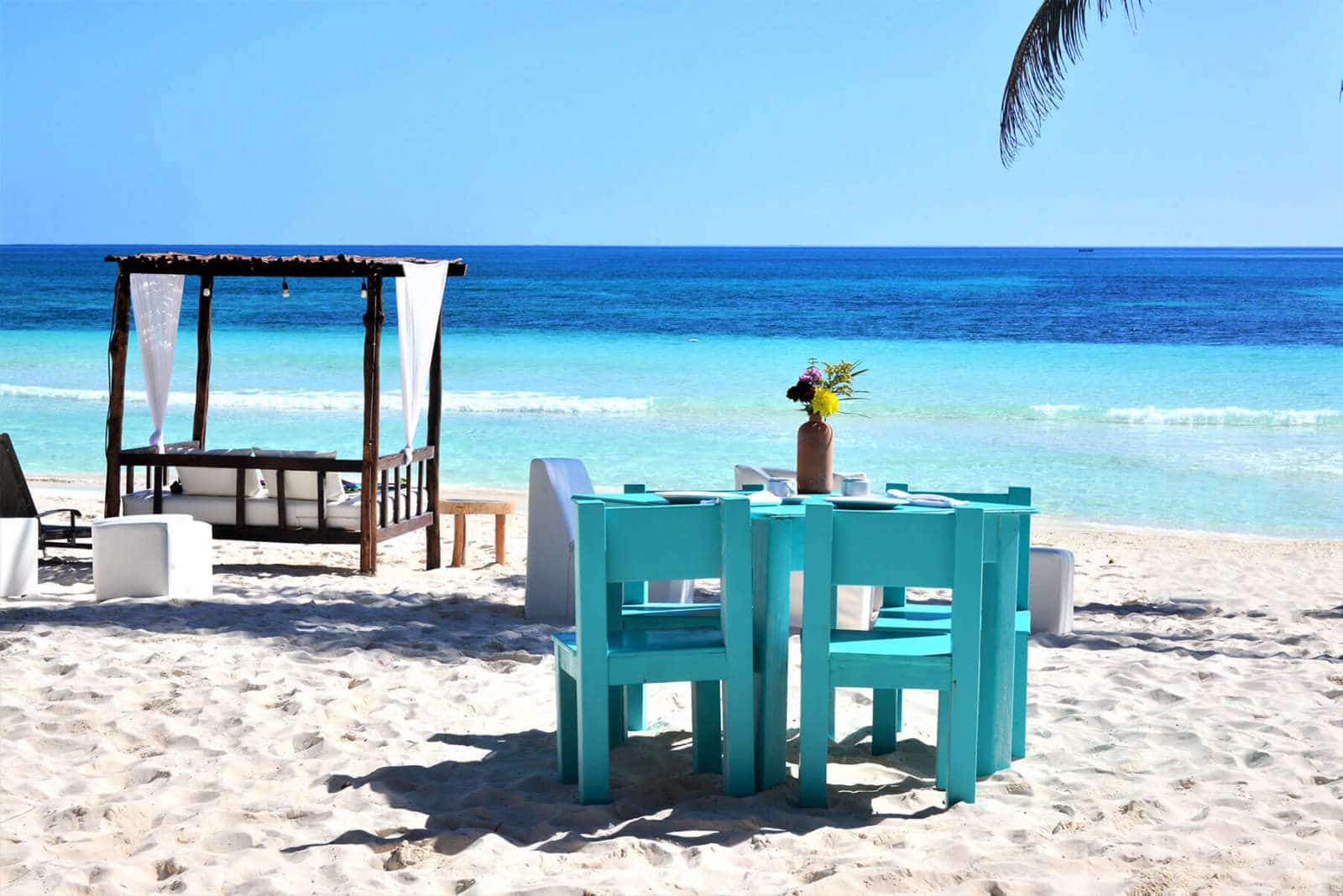 Table on beach at Hip Hotel Tulum