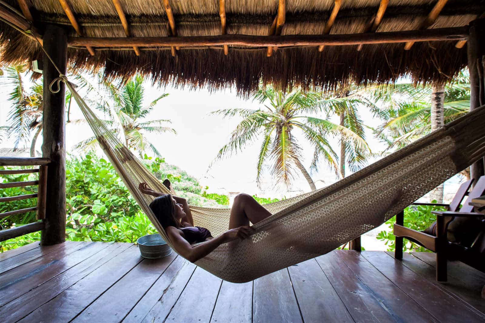 Hammock on balcony of room at Hip Hotel Tulum