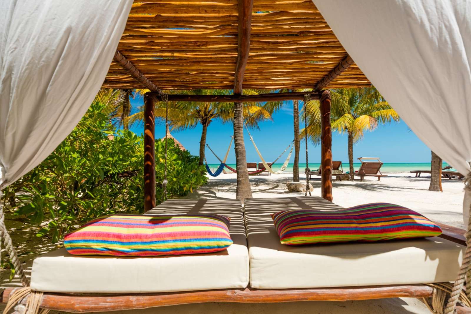 Beach beds on Holbox, Mexico