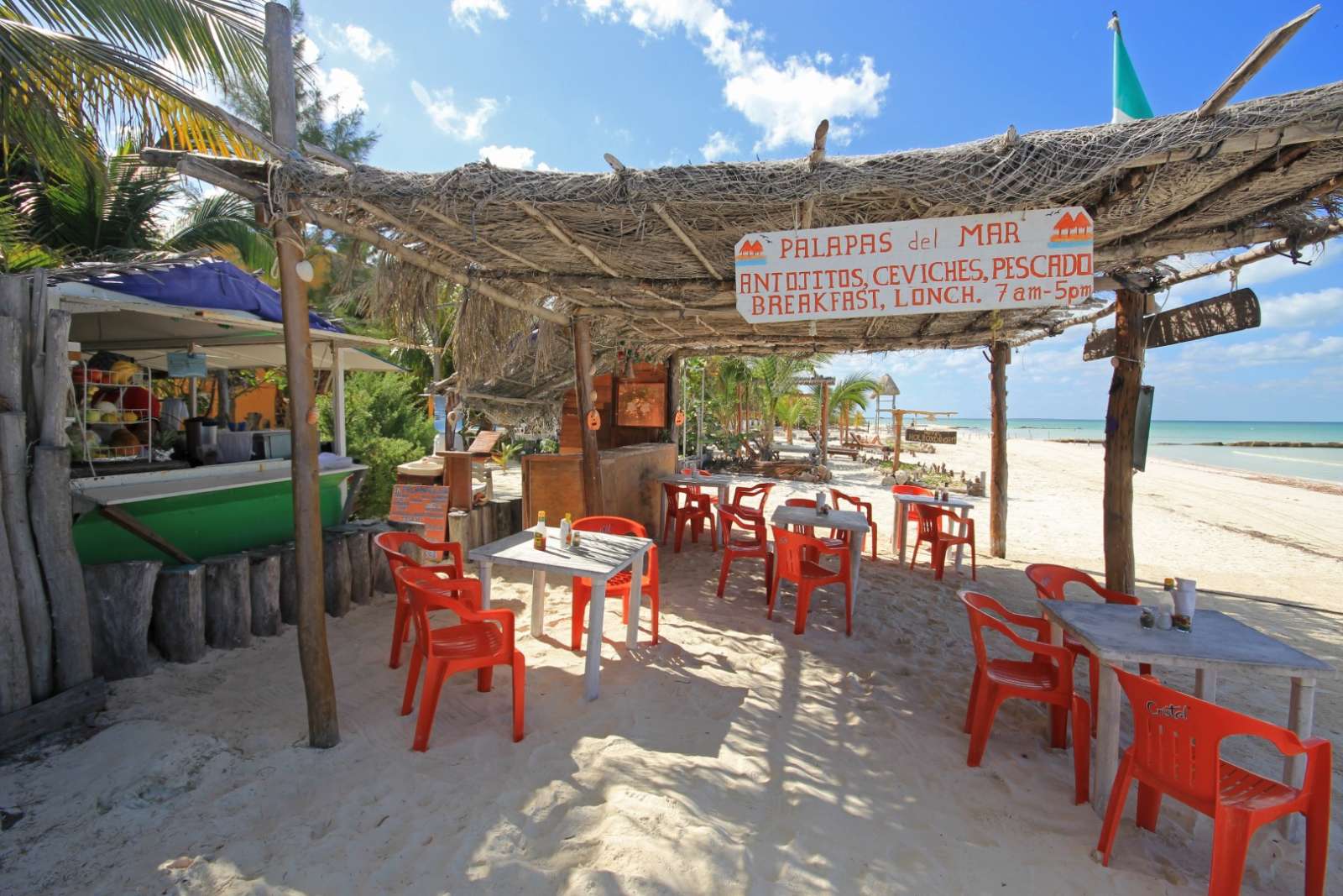 Beach restaurant at Holbox, Mexico