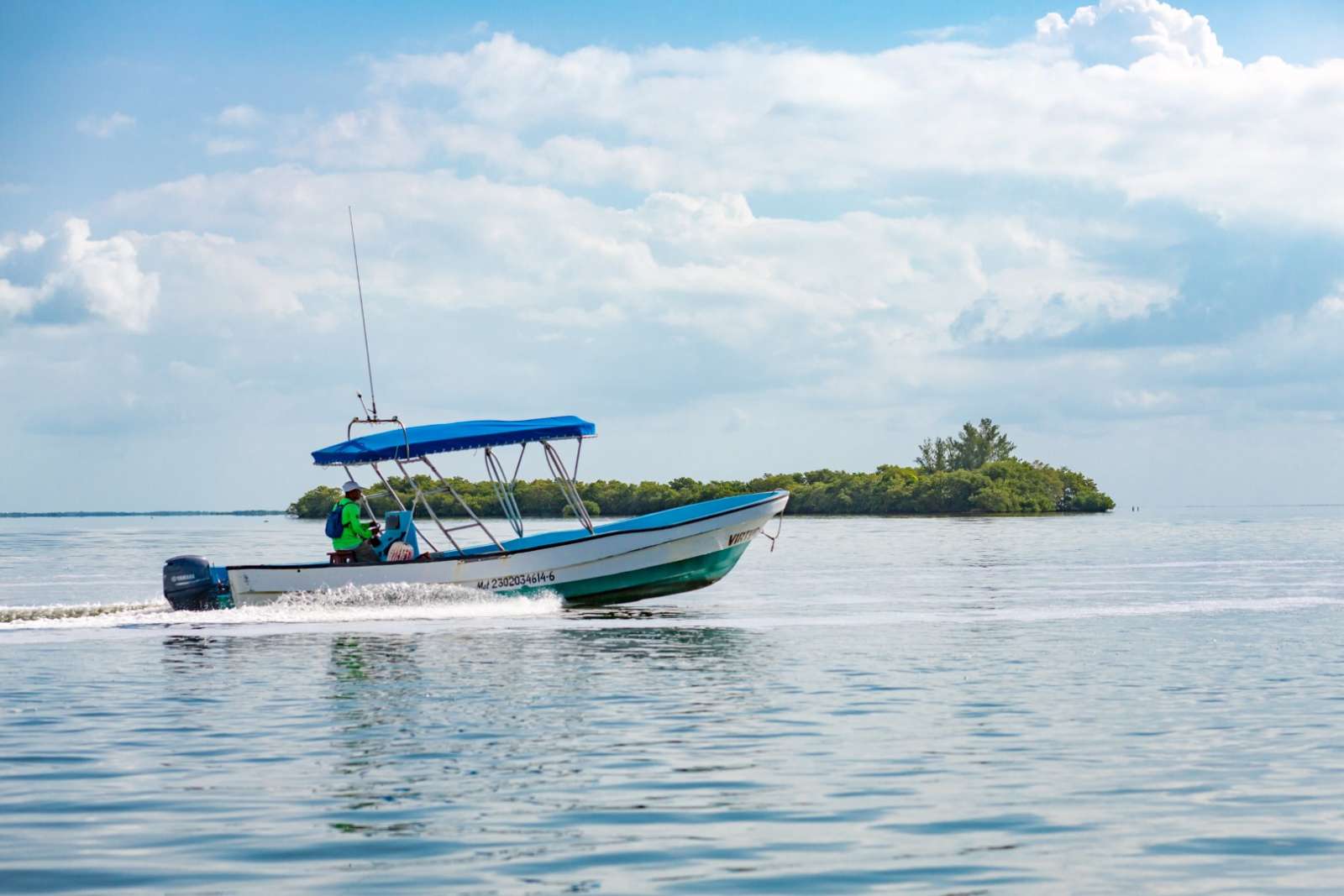 Boat making journey to Holbox, Mexico