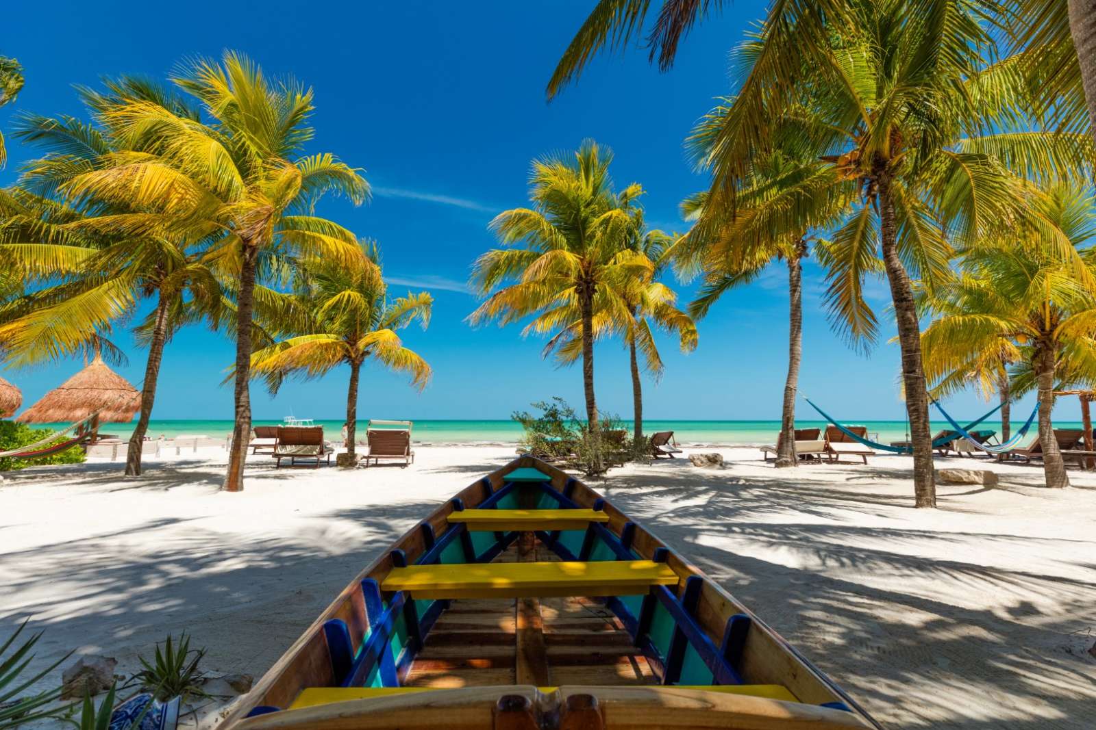 Boat on beach at Holbox, Mexico