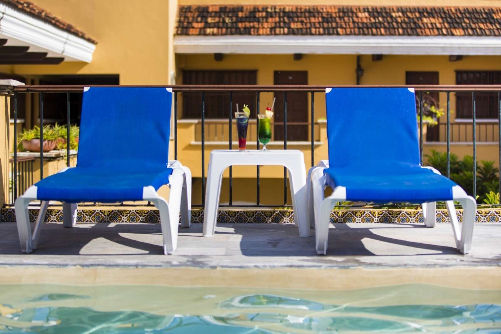 Pool deckchairs at Hotel Caribe Merida