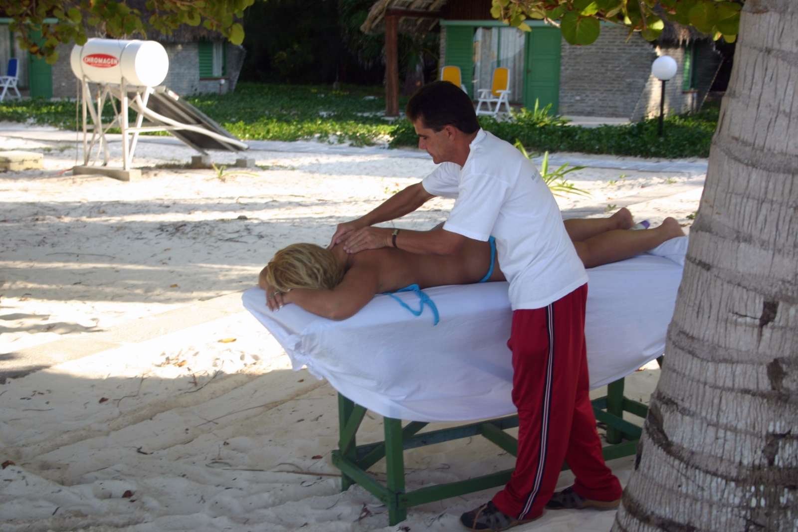 Massage on the beach at Hotel Cayo Levisa in Cuba