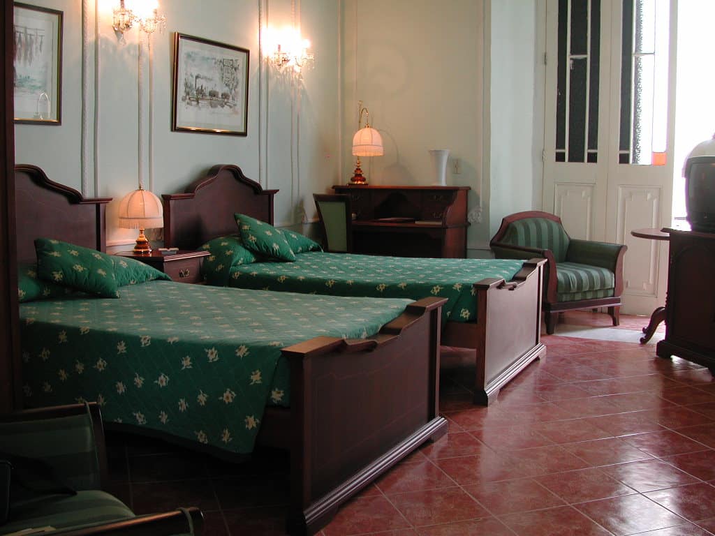 Twin room at the Hotel Conde de Villanueva in Havana, Cuba