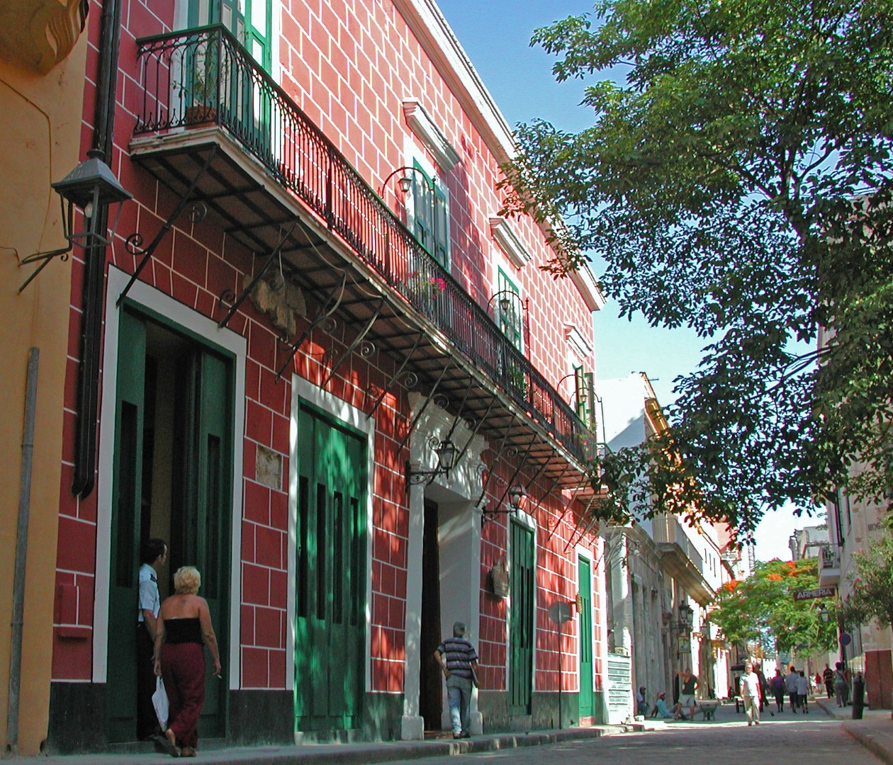 Street view of the Hotel Conde de Villanueva in Havana, Cuba