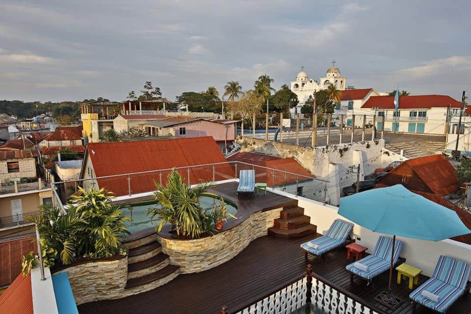 Rooftop plunge pool at Hotel Isla de Flores