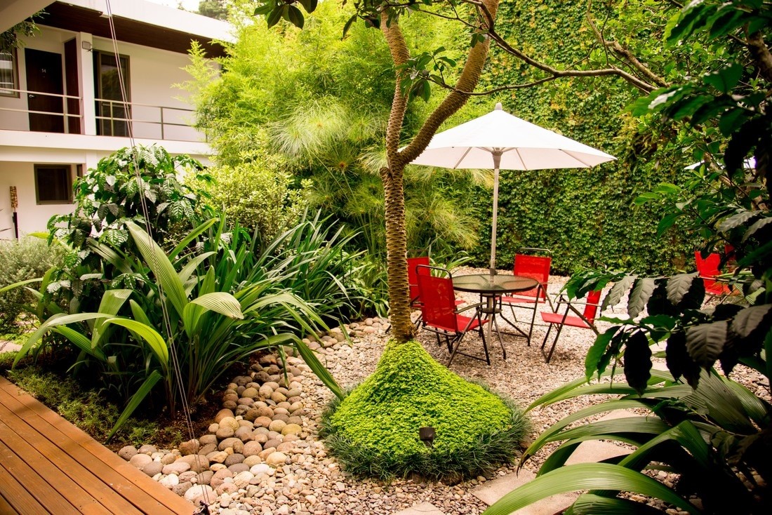 Courtyard seating at Hotel La Inmaculada