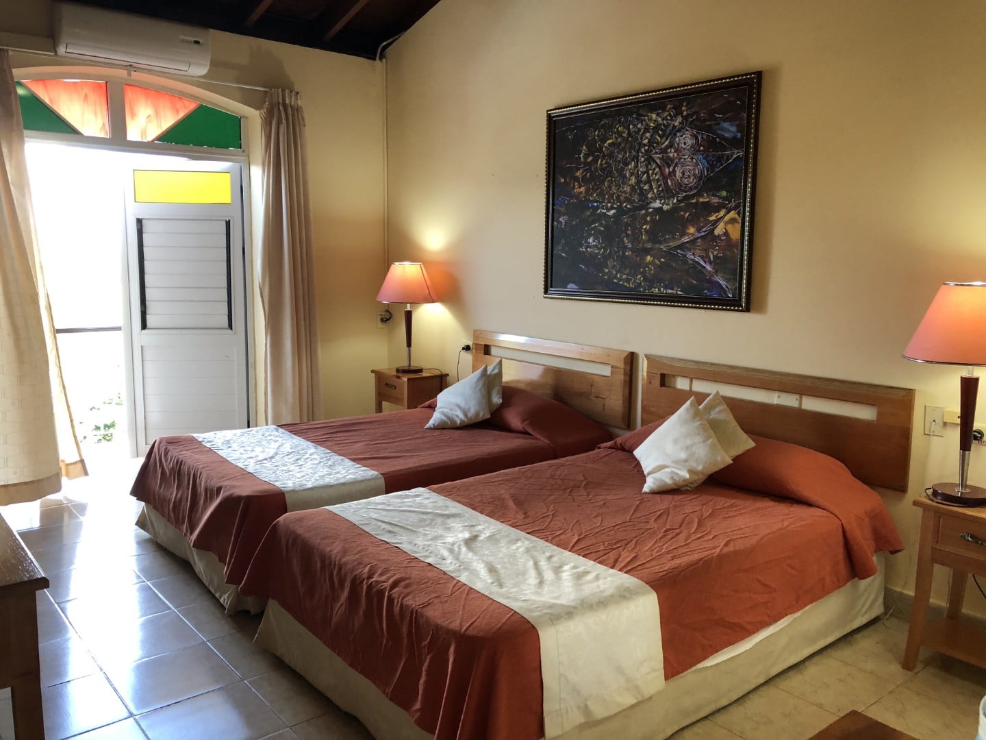 Twin bedded, standard room at Hotel Los Jazmines in Vinales, Cuba