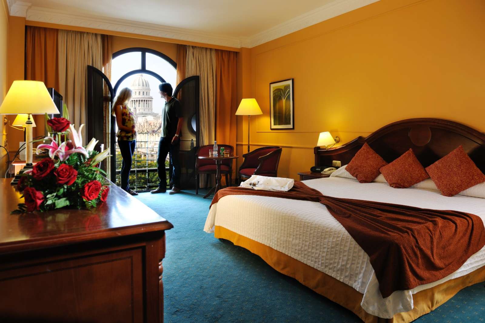 Bedroom with a view at the Parque Central hotel in Havana, Cuba