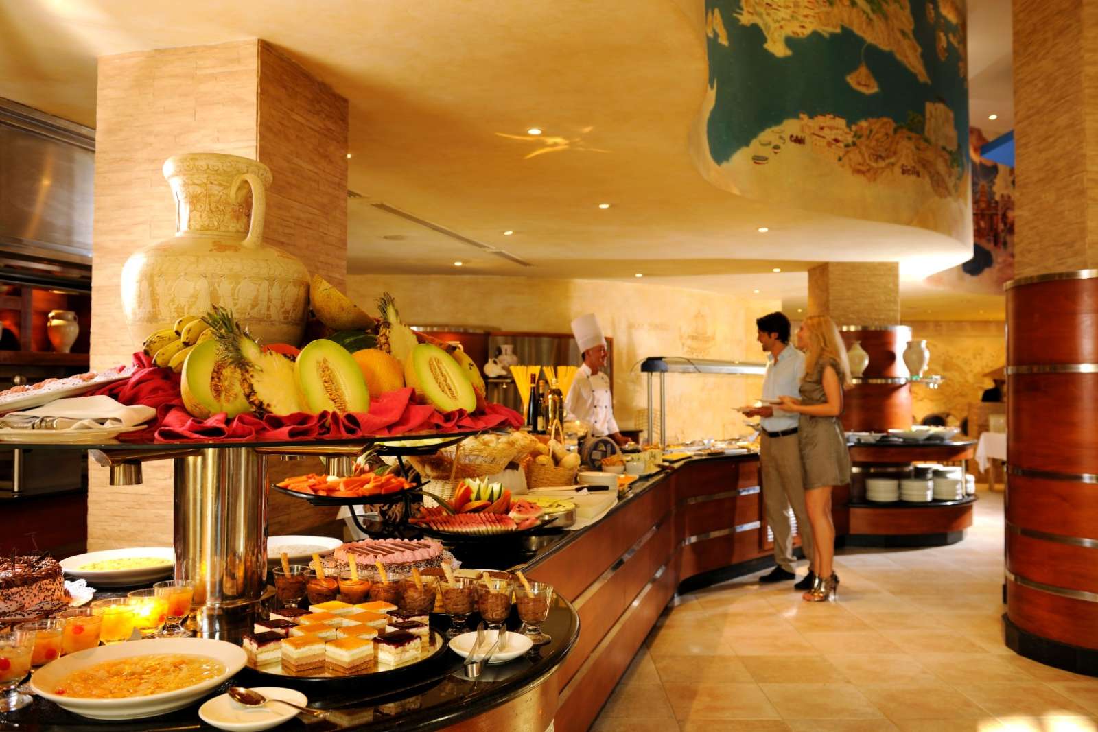 Buffet restaurant at the Parque Central hotel in Havana, Cuba