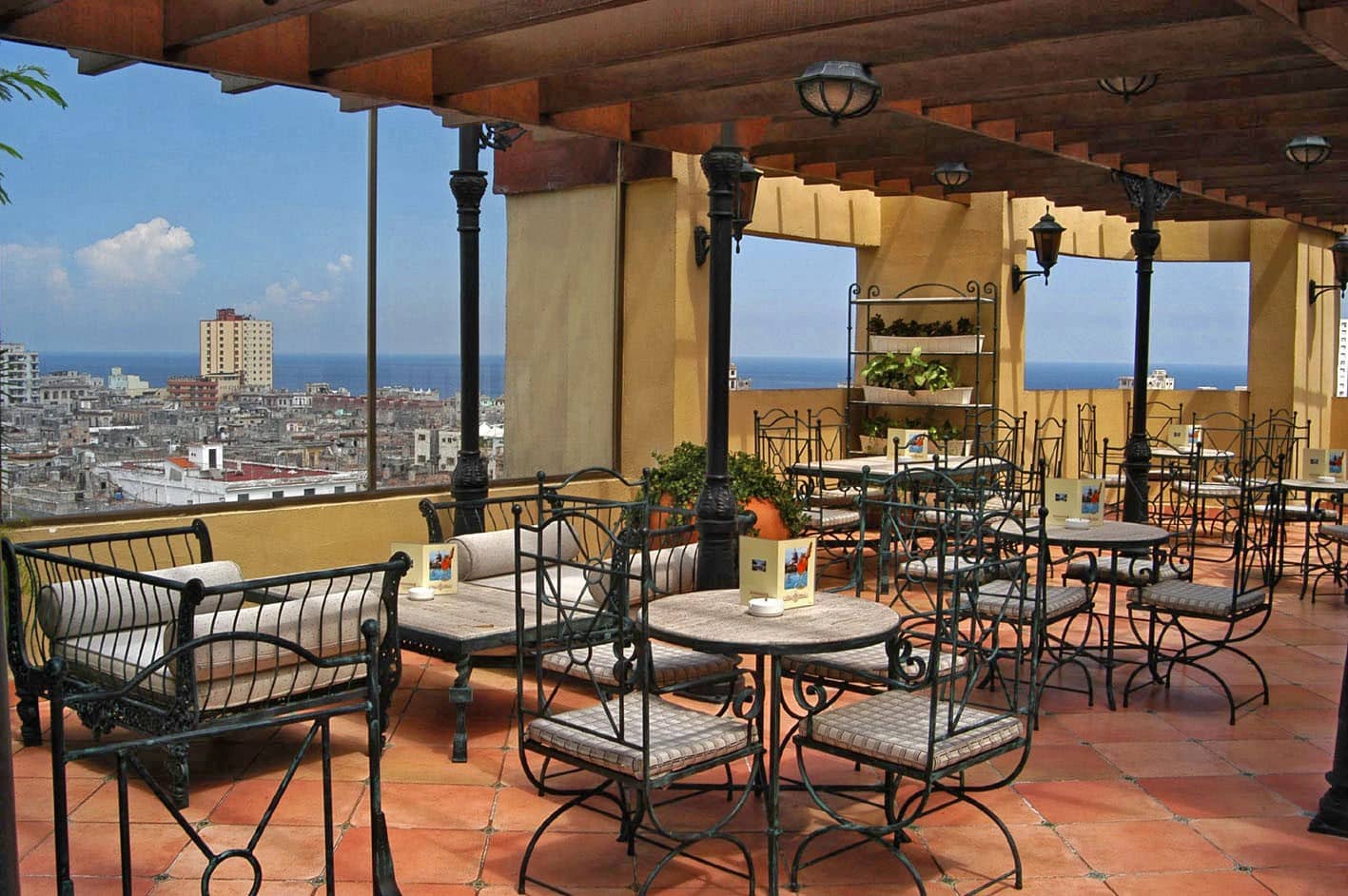 Rooftop terrace at the Parque Central hotel in Havana, Cuba