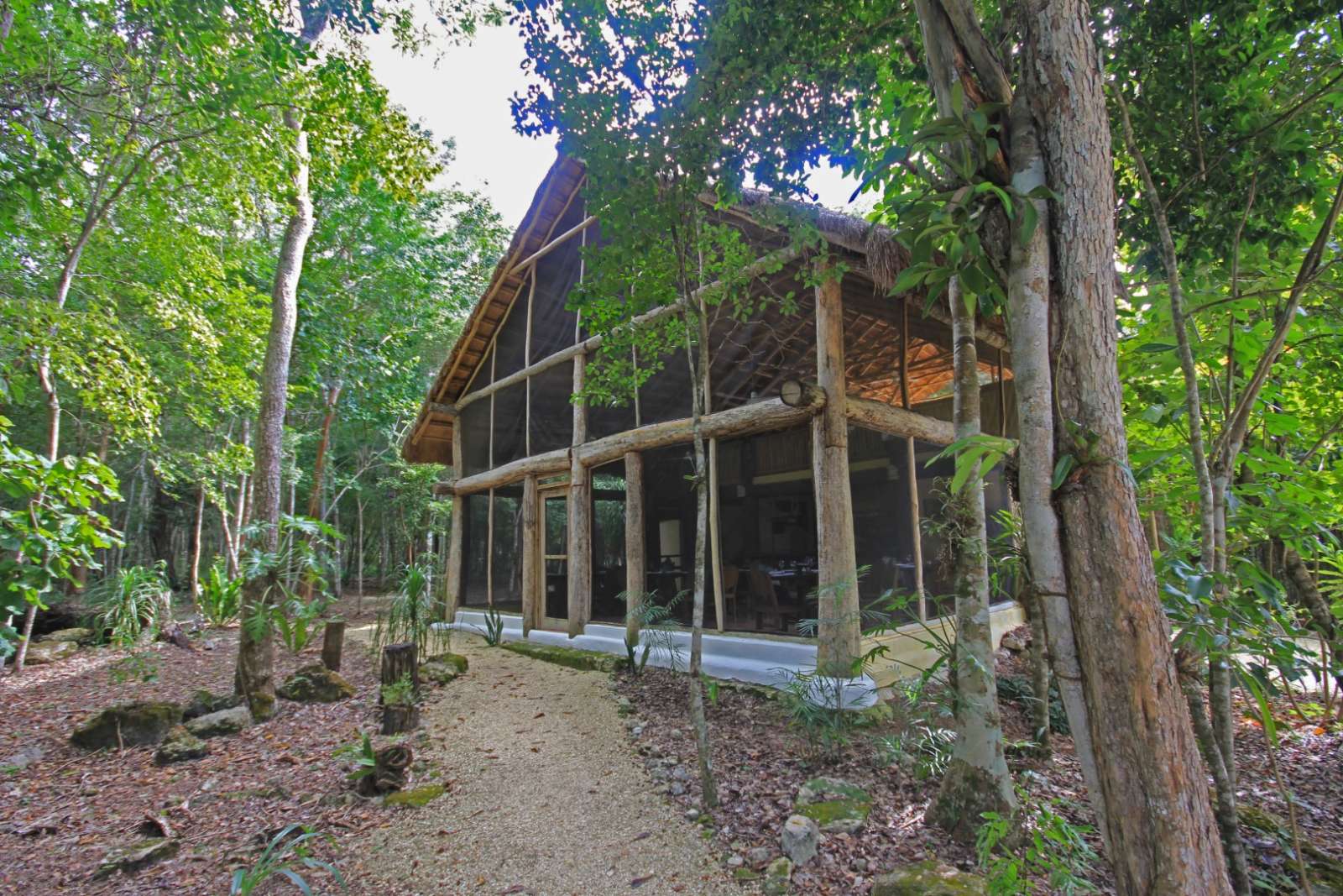 Main building at Hotel Puerta Calakmul