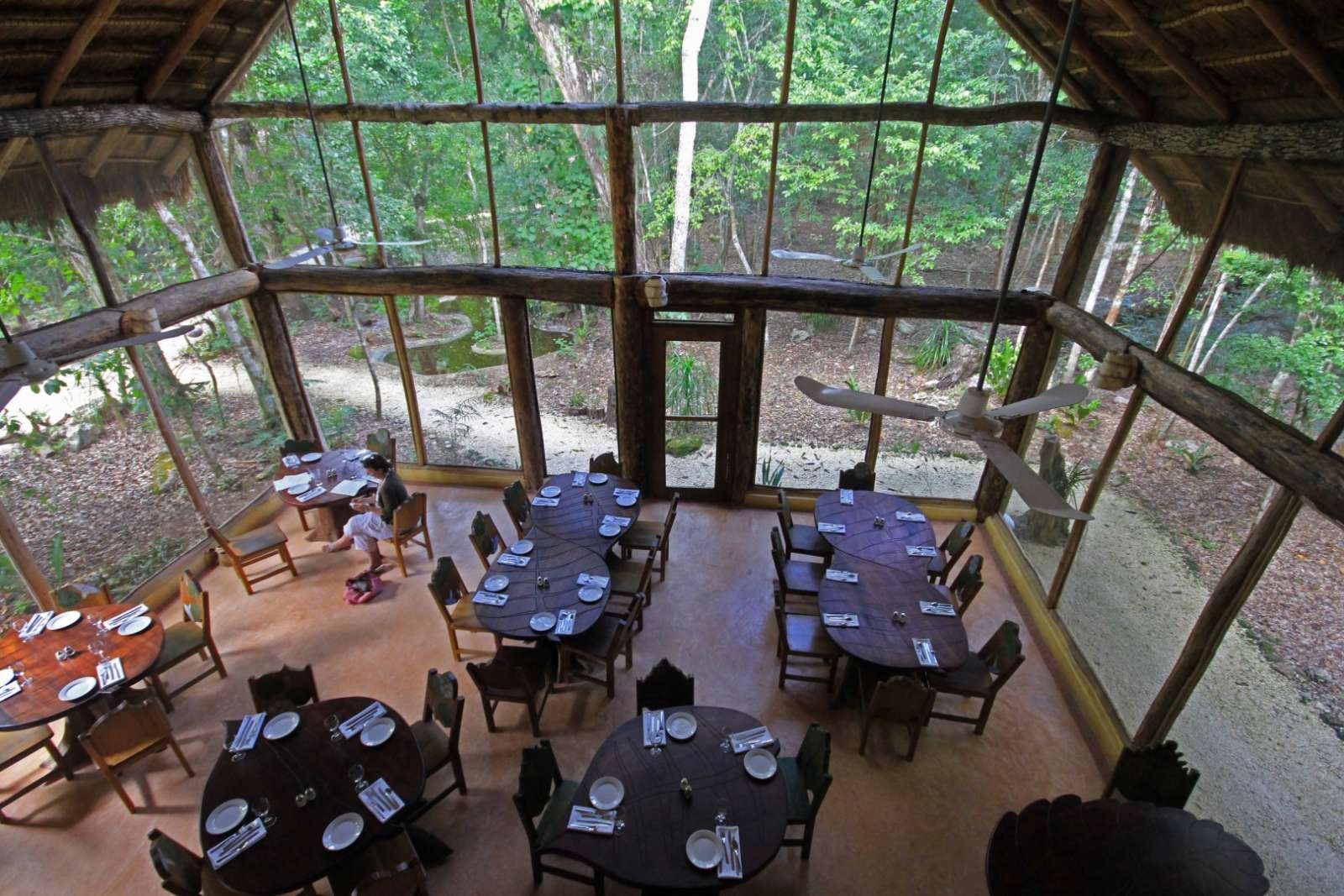 Aerial view of restaurant at Hotel Puerta Calakmul