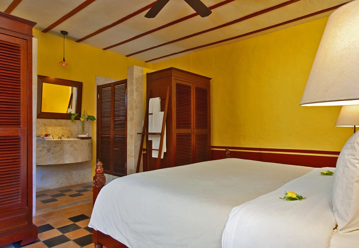 Double bed at Hotel Puerta Campeche