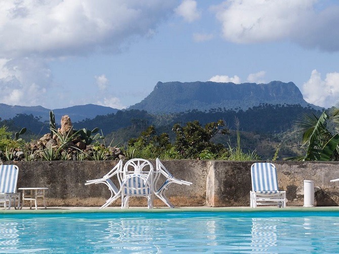 View from the hotel pool at El Castillo hotel in Baracoa Cuba