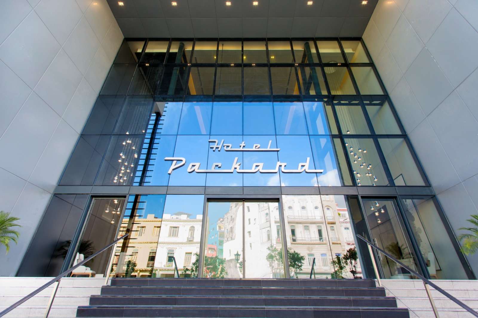 Front entrance to the Iberostar Packard hotel in Havana, Cuba