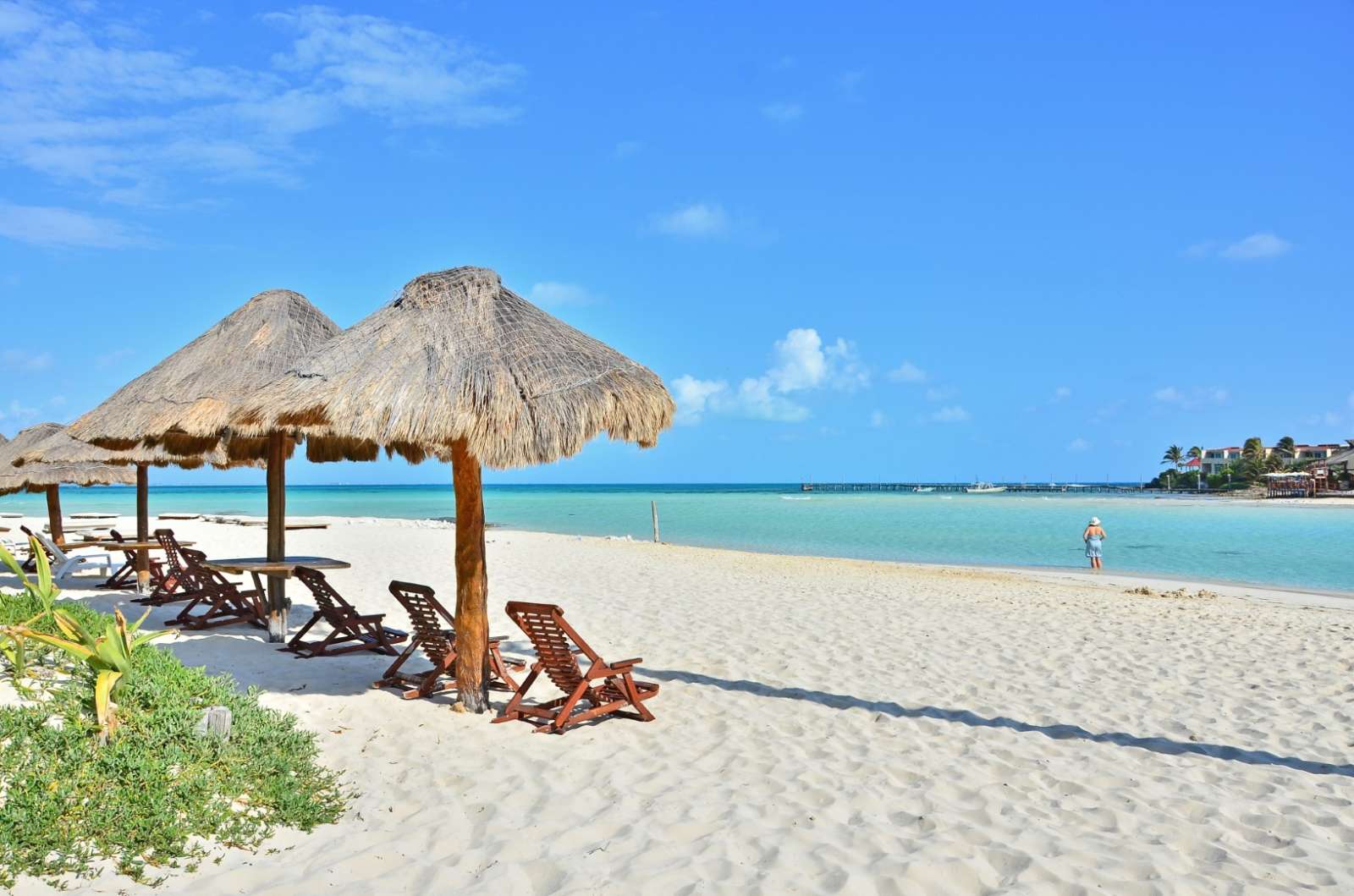 Beach palapas on Isla Mujeres Mexico