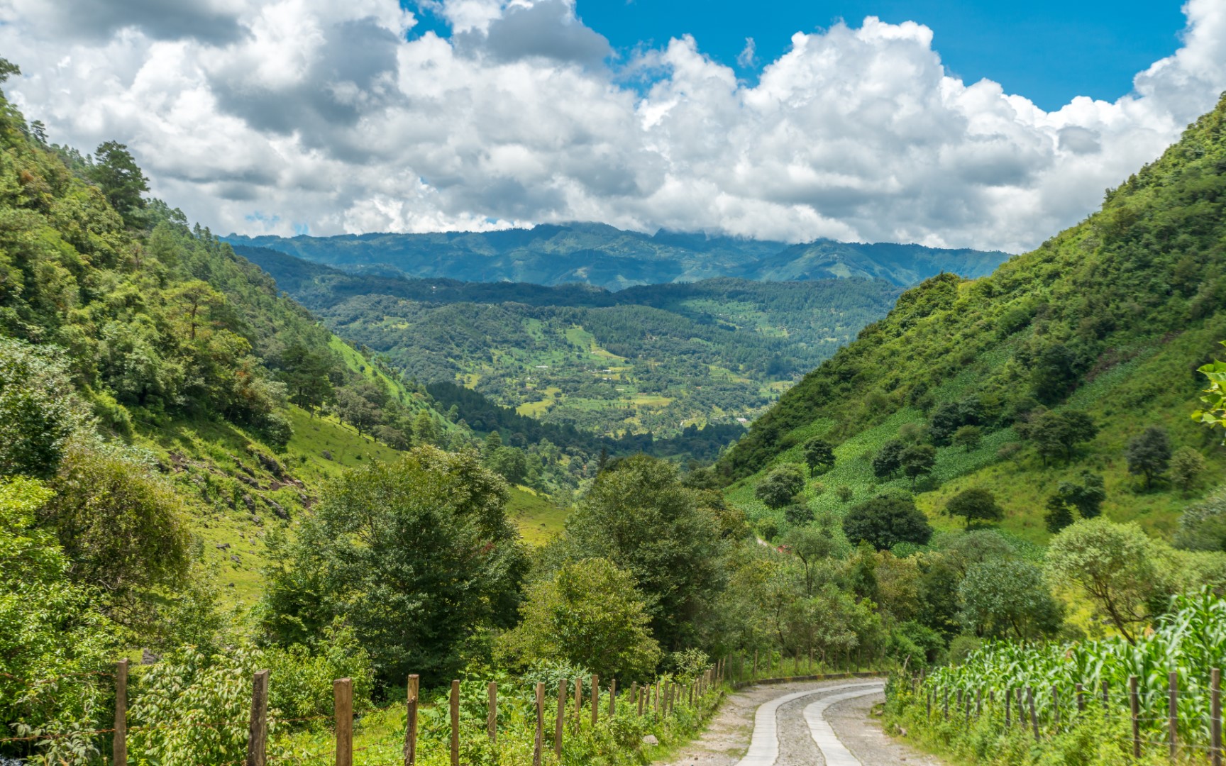 Quiet road with lovely views near Nebaj in the Ixil Triangle of Guatemala