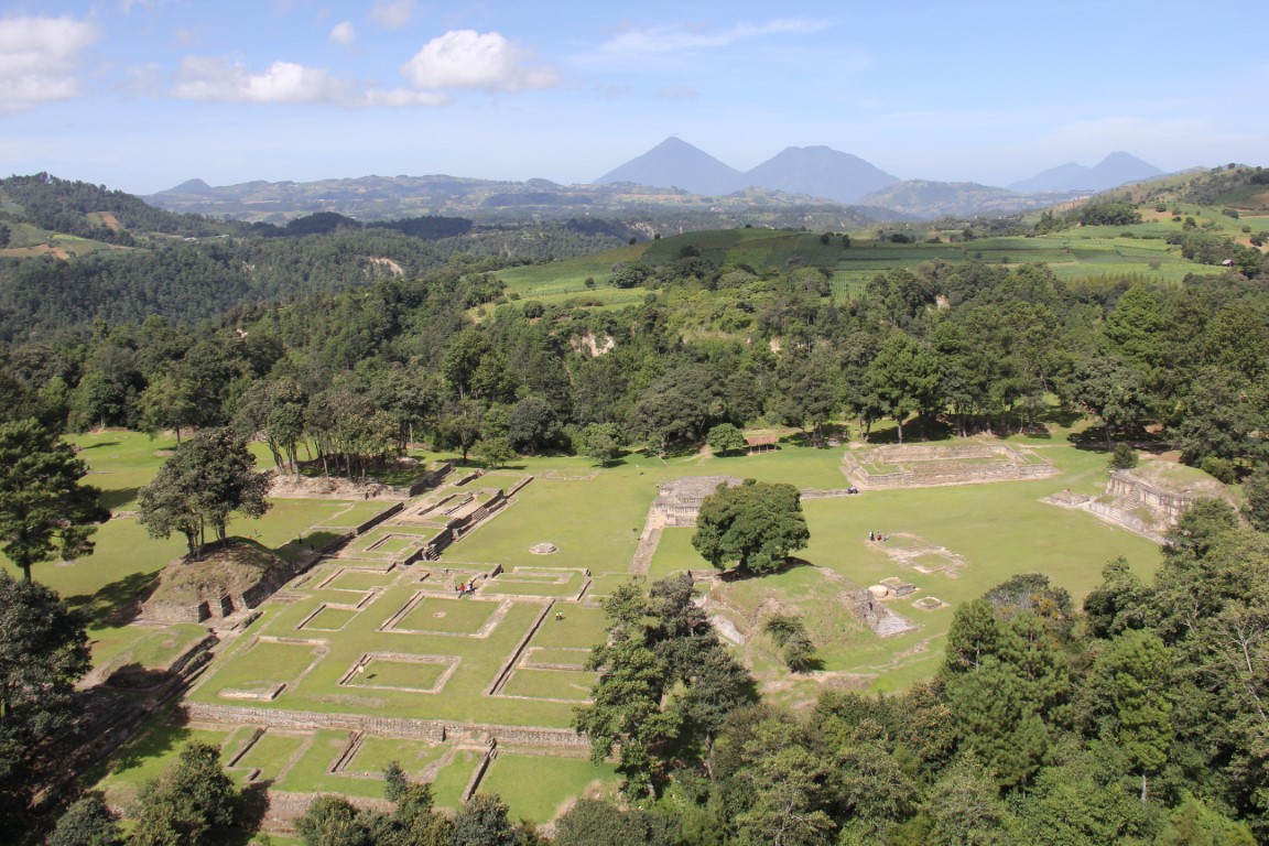 An aerial view of Iximche in Guatemala