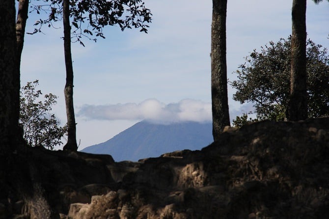 View of volcano from Iximche