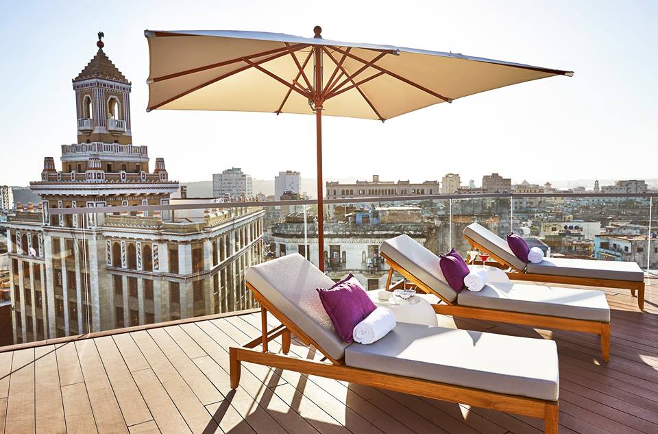 Rooftop loungers at the Kempinski Havana hotel in Cuba