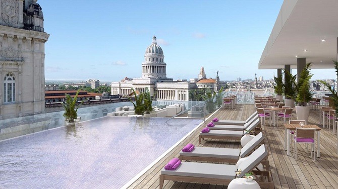 The rooftop pool of the Kempinski La Habana in Cuba