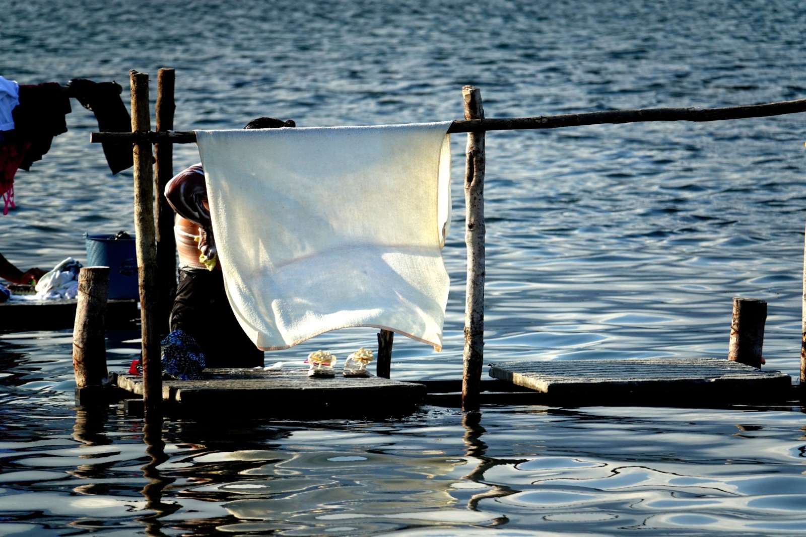 Doing laundry on Lake Atitlan, Guatemala