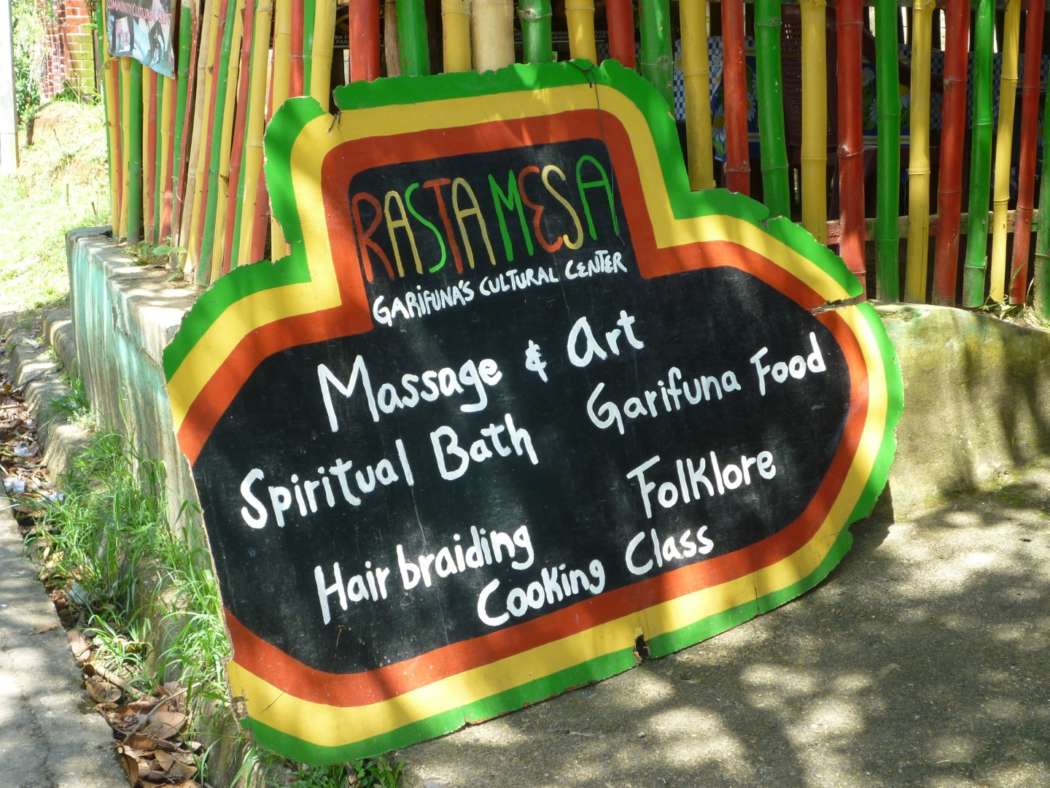 Garifuna Cultural Centre sign in Livingston, Guatemala