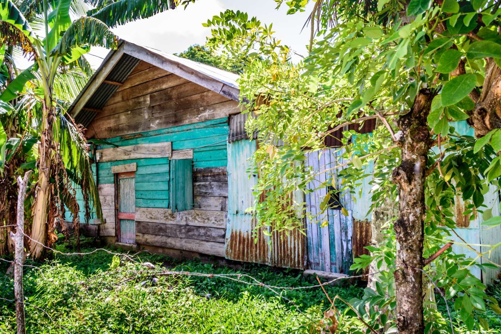 Run-down wooden house in Livingston, Guatemala