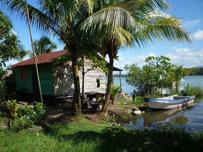 A quiet street in Livingston, Guatemala