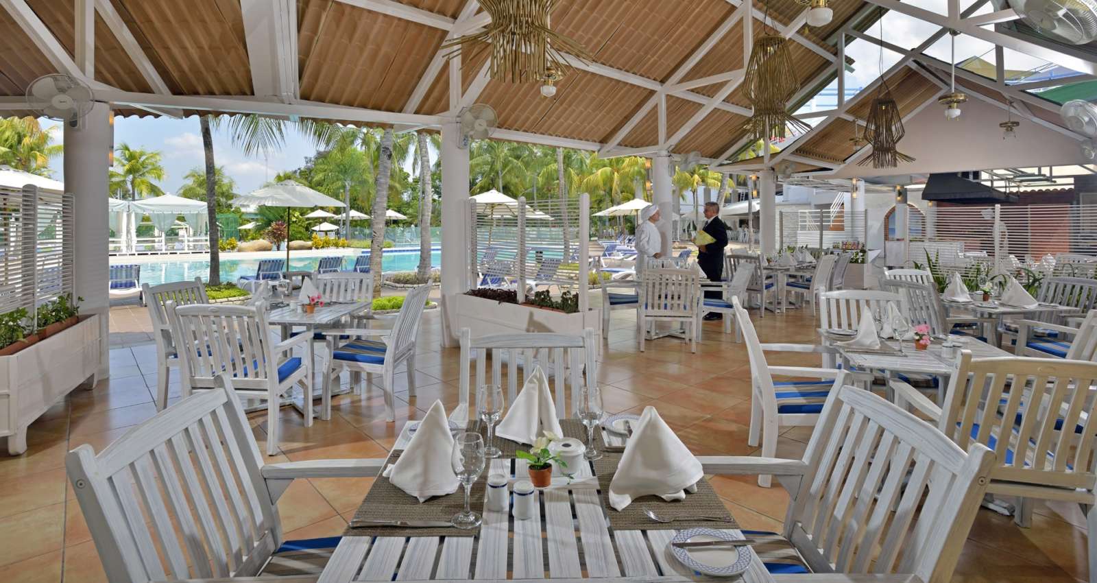 Poolside restaurant at Melia Santiago