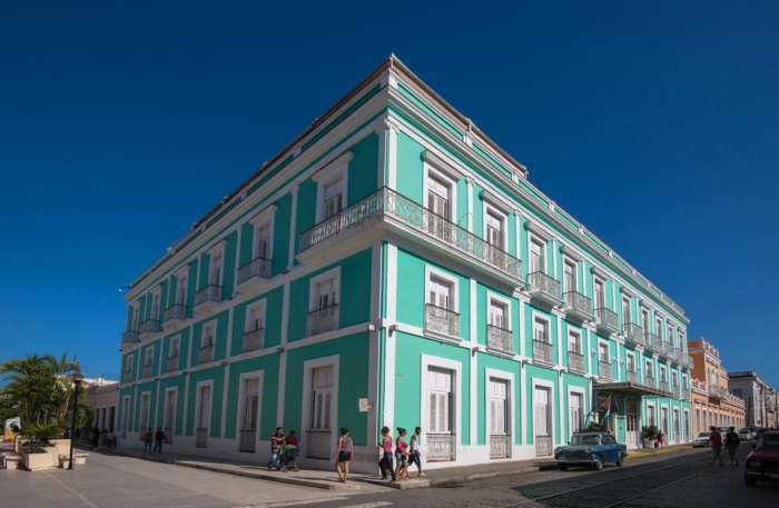 Outside of the Melia Union hotel in Cienfuegos