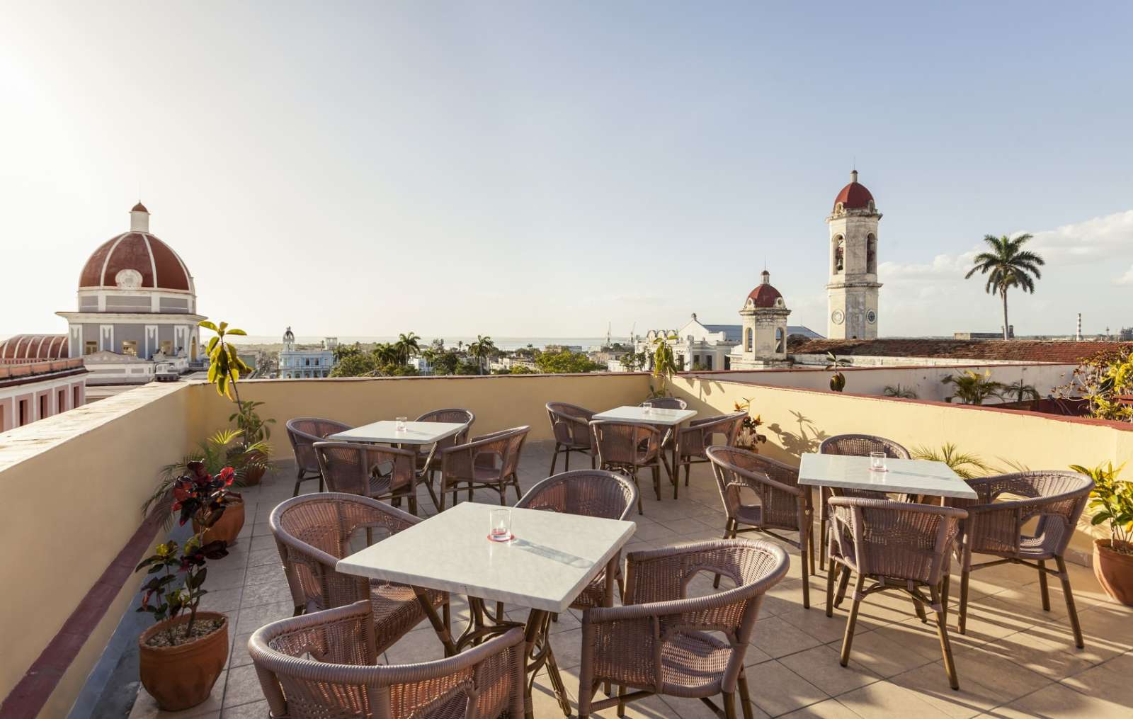 Rooftop terrace at Melia Union hotel in Cienfuegos