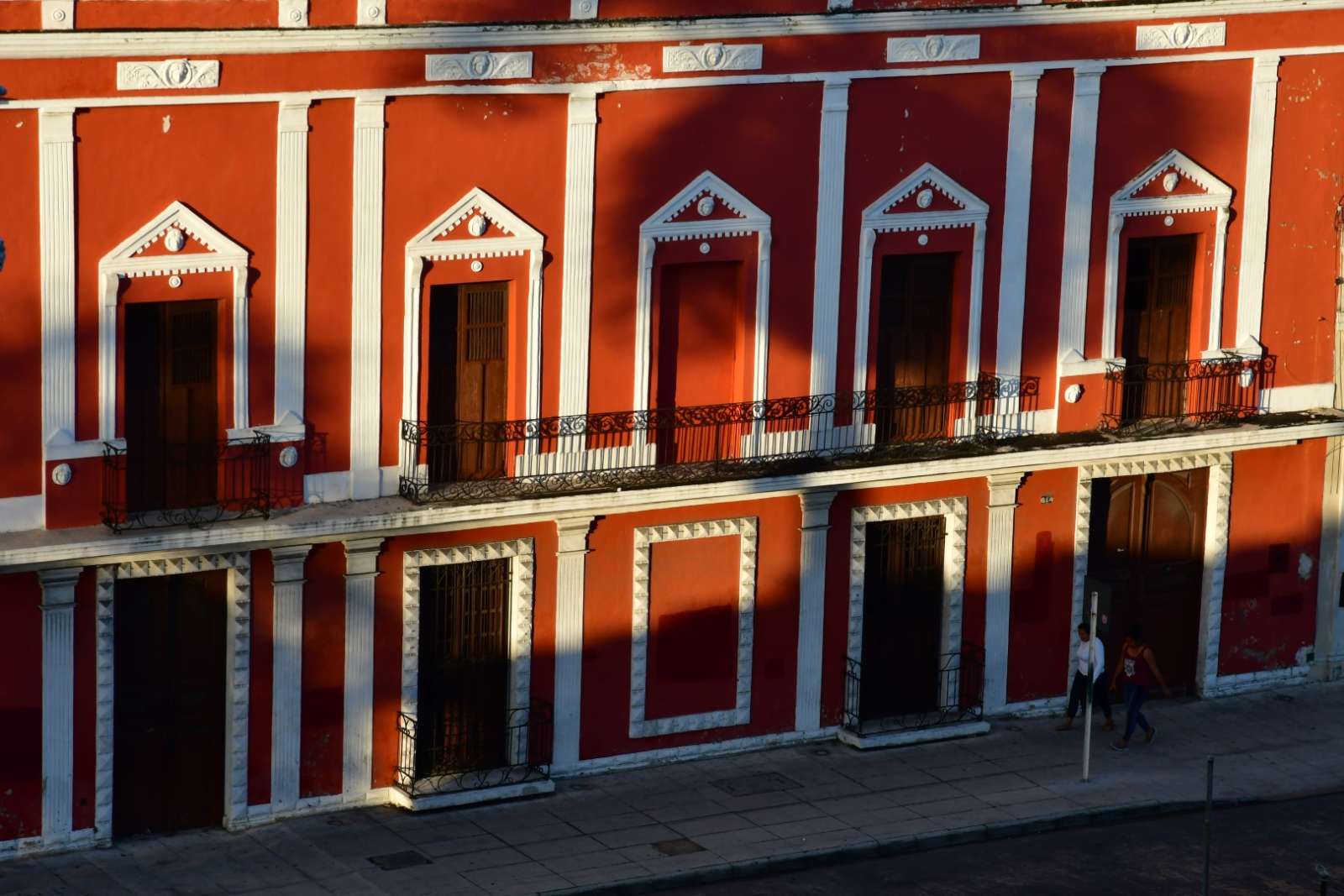 Red, colonial building in Merida, Yucatan