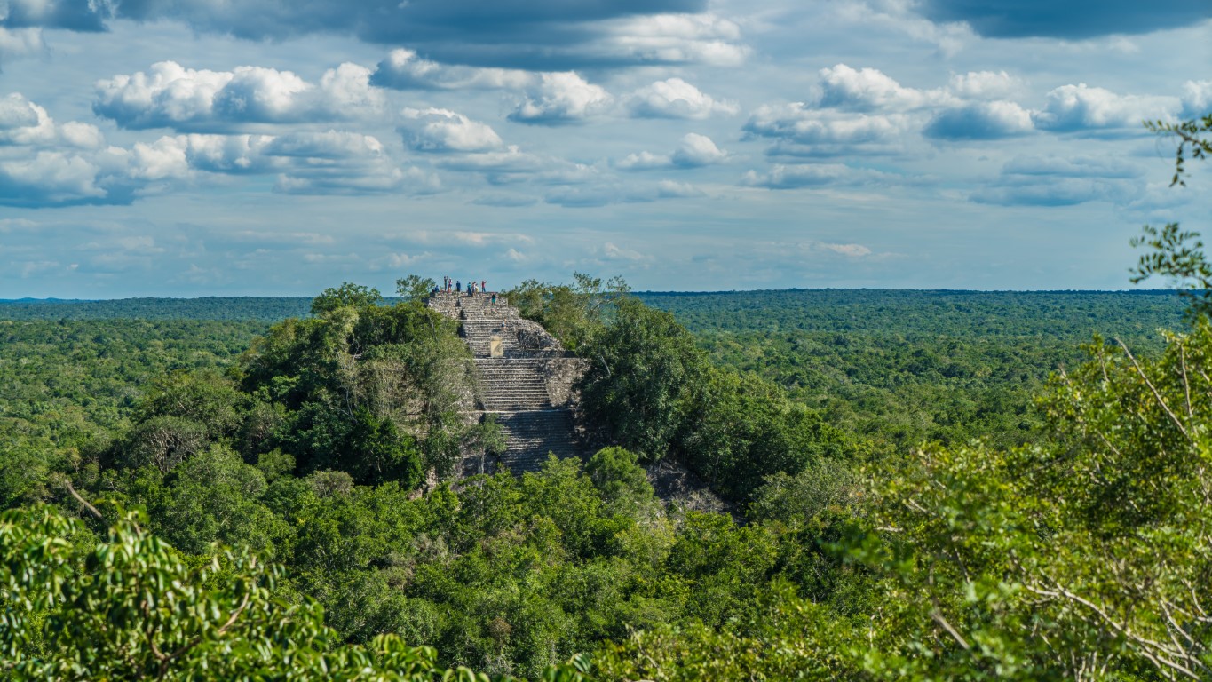 View of pyramid in the jungles of Calakmul