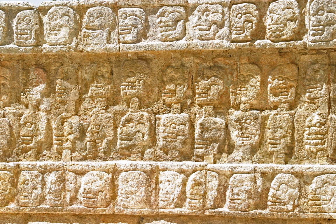 Carvings of skulls at Chichen Itza