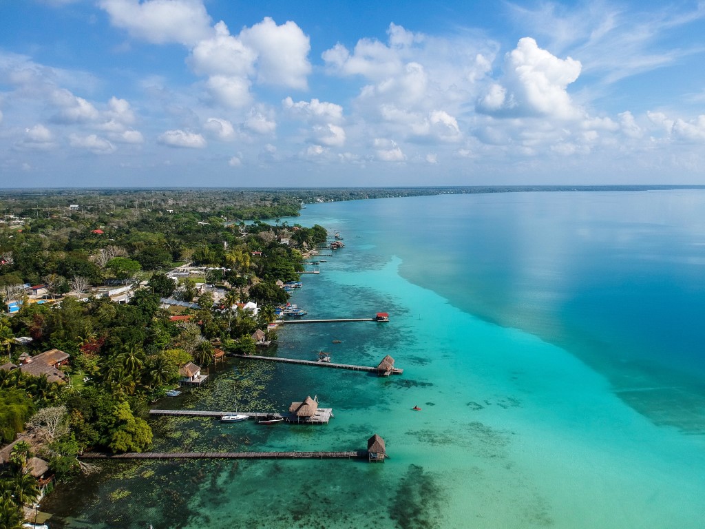 An aerial shot of Mexico Holidays Laguna Bacalar