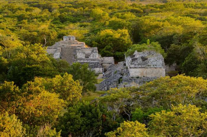 An aerial view of Ek Balam in the Yucatan Peninsula