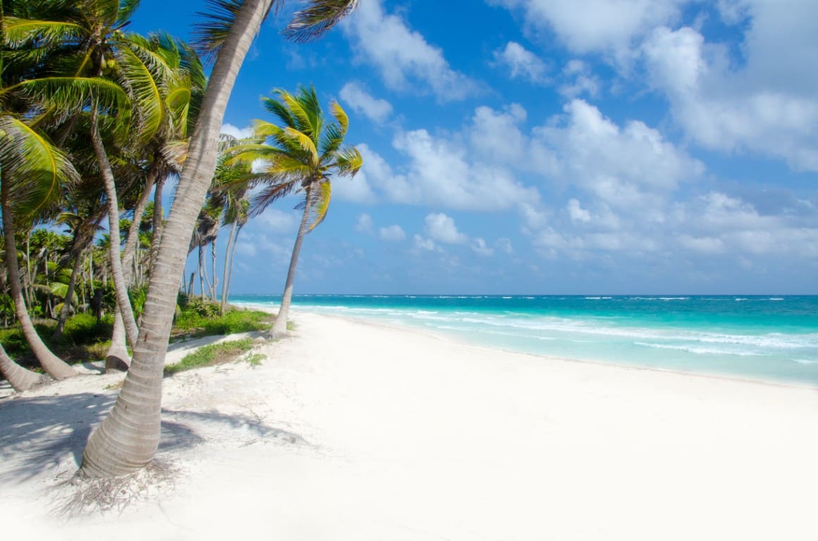 Beautiful beach at Tulum in Mexico