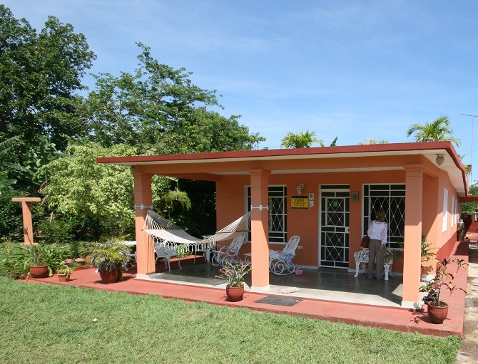 The garden and exterior of Papo y Niulvys in Vinales, Cuba