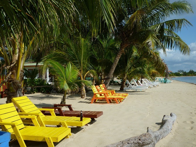 In front of Ranguana Lodge, Placencia Village beach