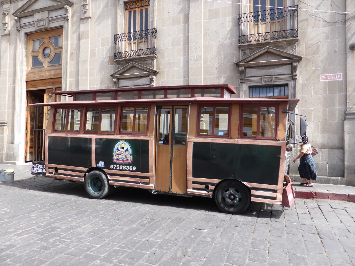 Tour bus in Quetzaltenango, Guatemala