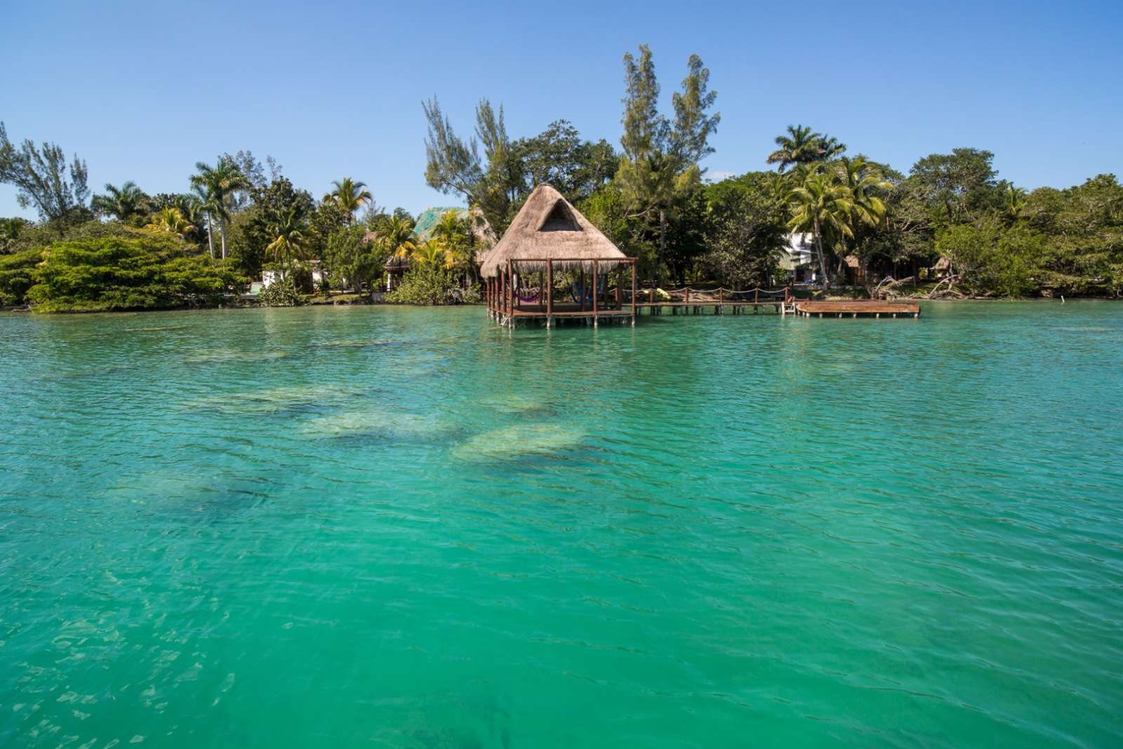 Lake view of Rancho Encantado Bacalar