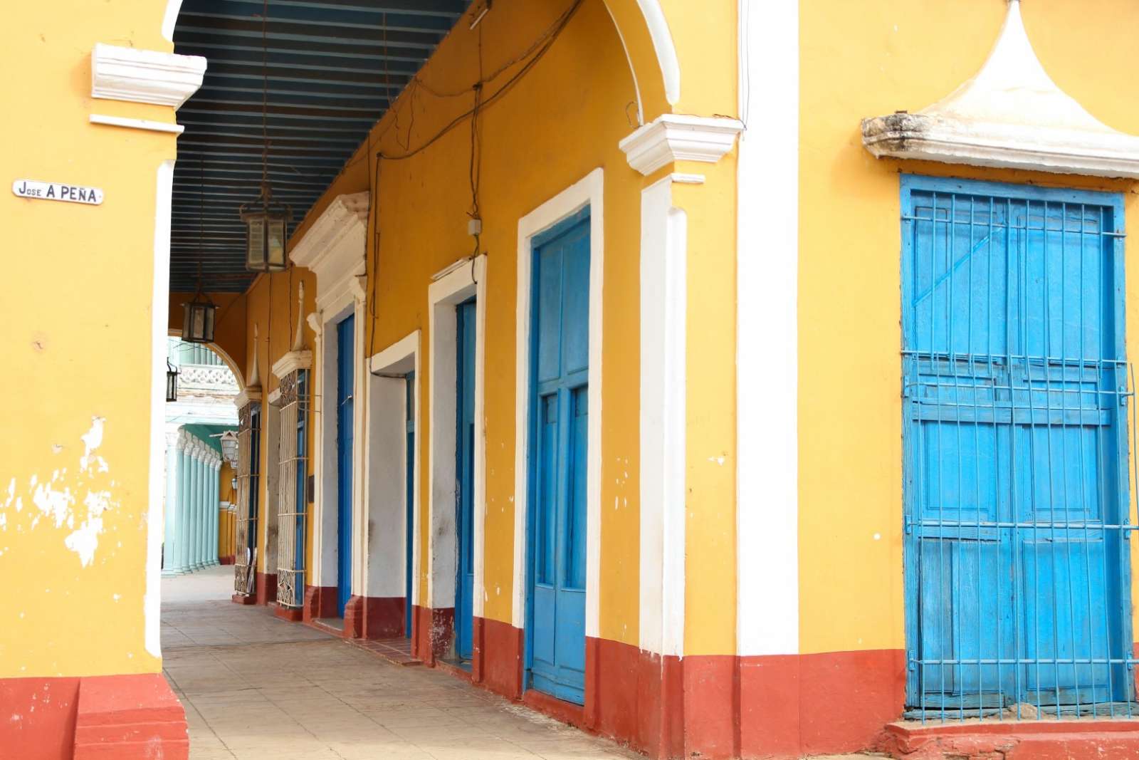 An attractive colonade in Remedios, Cuba