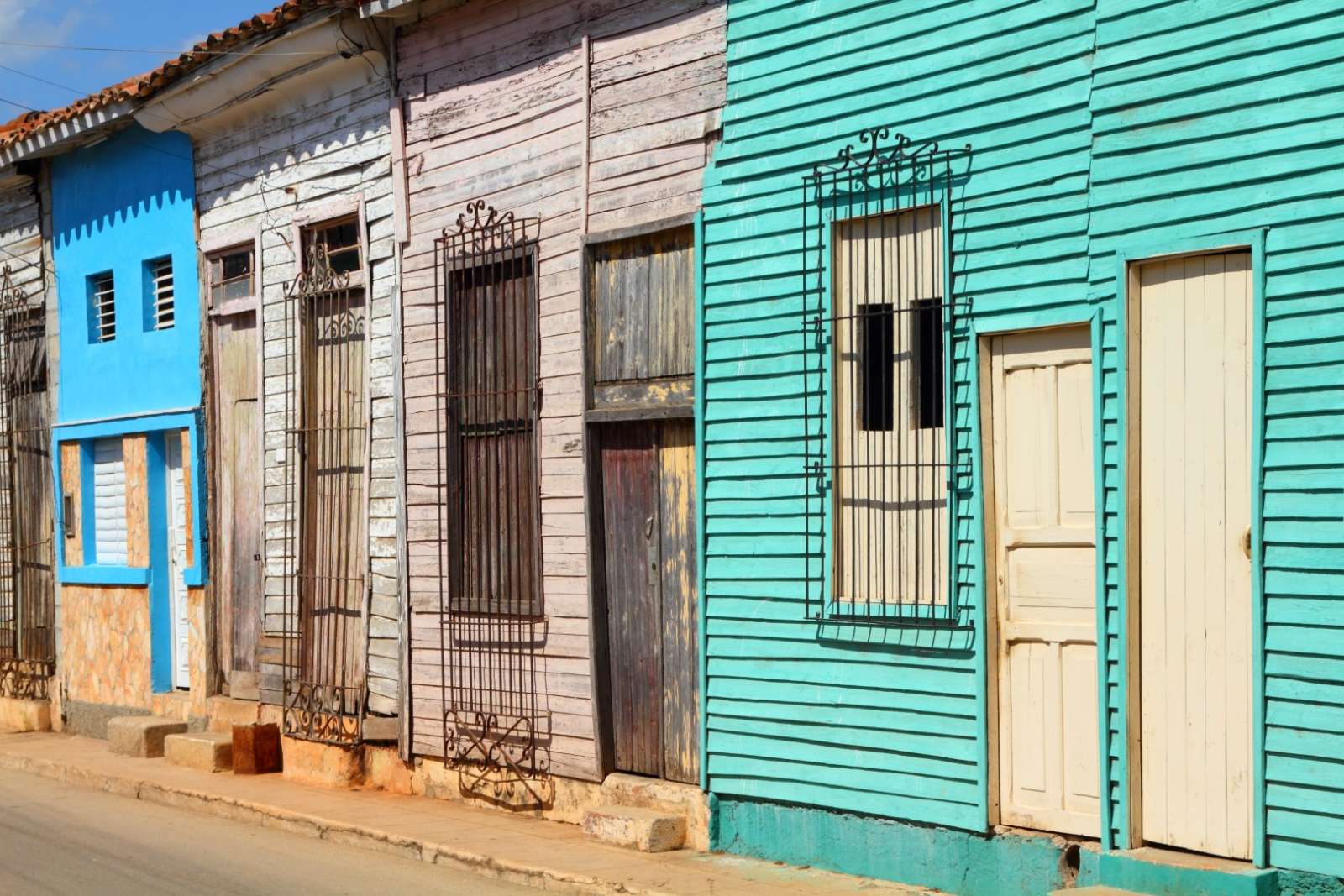 Old wooden buildings in Remedios, Cuba