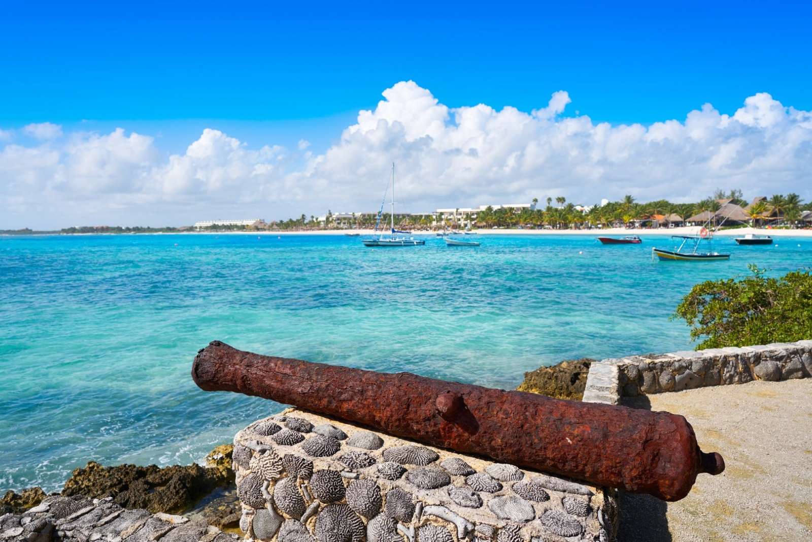 Cannon overlooking Akumal in the Riviera Maya Mexico