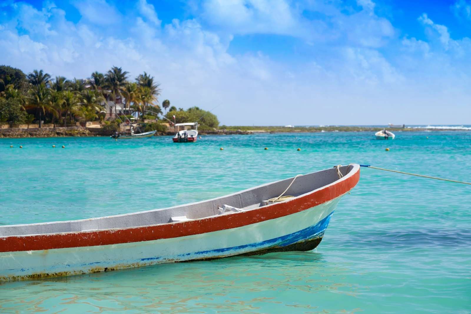 Fishing boat on the Riviera Maya Mexico