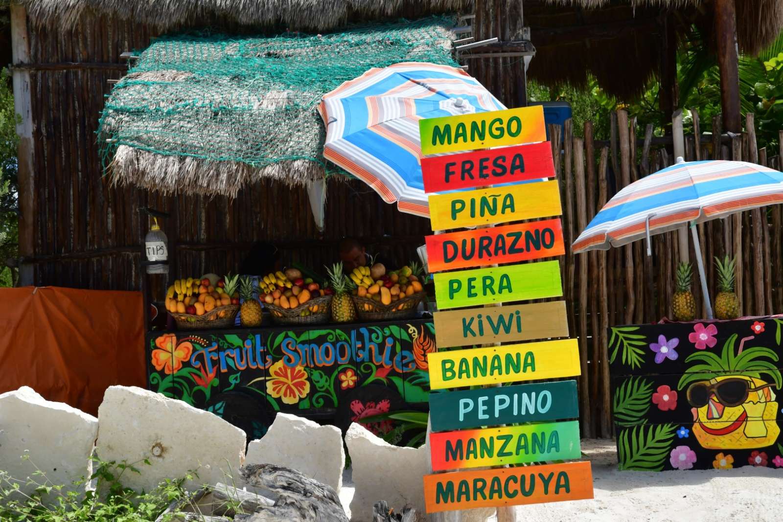 Juice stall in the Riviera Maya Mexico